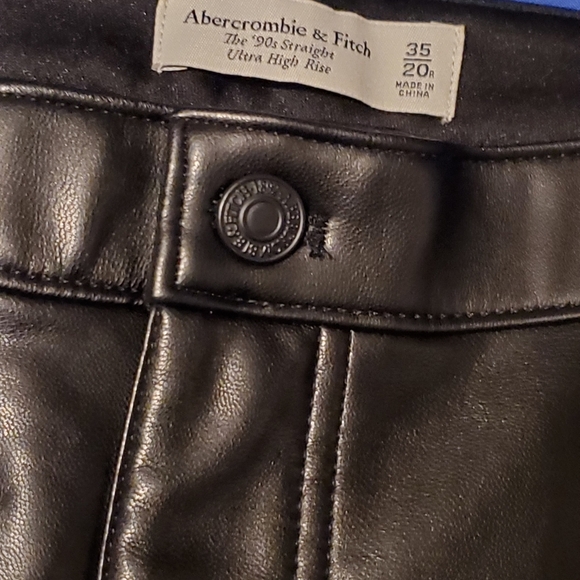 Abercrombie & Fitch Pants Sz 35R Faux Leather 90s Straight Ultra High Rise 14/16 - Picture 8 of 15